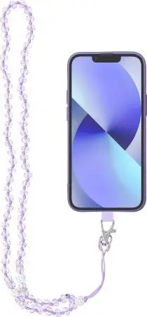 Varëse telefoni Crystal Diamond, kordë 74 cm, rruaza plastike, vjollcë