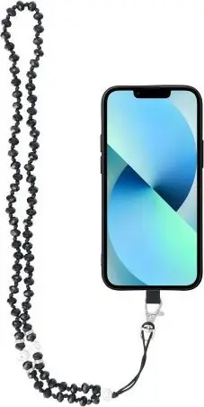 Varëse telefoni Crystal Diamond, litar 74cm, rruaza plastike, shumëngjyrëshe