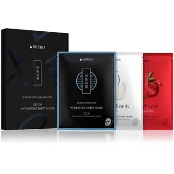 Set Maska për fytyrë KORIKA Hydrating Sheet Masks, FermentBeauty Yogurt, 1 x 23 g + Superfruits Pomegranate, 1 x 25 g + Korean Heritage, 1 x 25 g