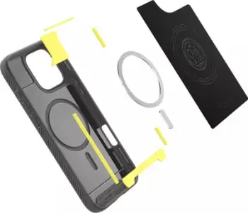 Mbështjellës telefoni Spigen Rugged Armor MagSafe, iPhone 16 Pro, gri