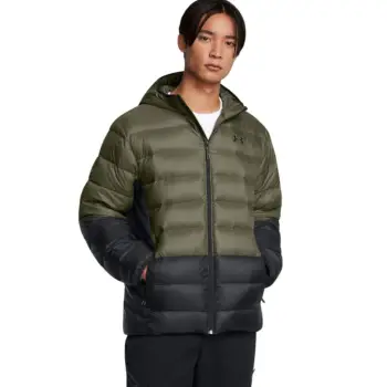 Xhaketë Under Armour Legend Down Hooded Heavyweight Puffer, me kapuç, e gjelbër