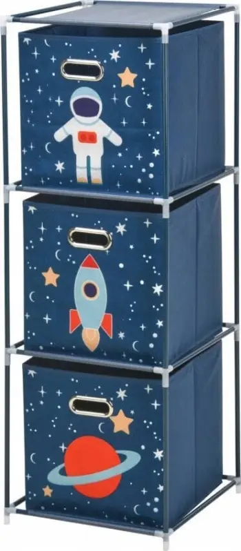 Raft për fëmijë Astronaut, 3 kuti pëlhure, 102x35x35 cm, blu