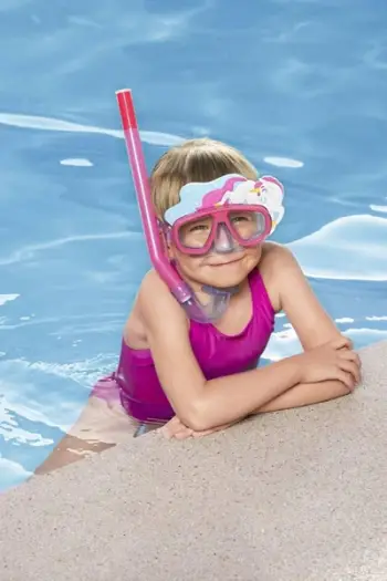 Set maskë zhytjeje me snorkel Bestway Animals 24059, për fëmijë, rozë