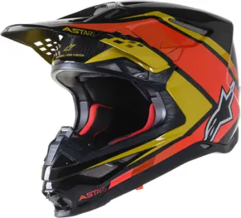 Helmetë krosi Alpinestars Supertech S-M10 Carbon Meta2 S22 MIPS, karbon, madhësi M, e zezë verdhë