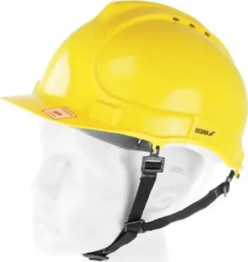 Helmetë mbrojtëse Dedra, rrip mjekre në 4 pika, e bardhë