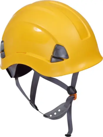 Helmetë mbrojtëse LAHTI PRO L1040902, PC, me rrip mjekre 3 pika, e verdhë