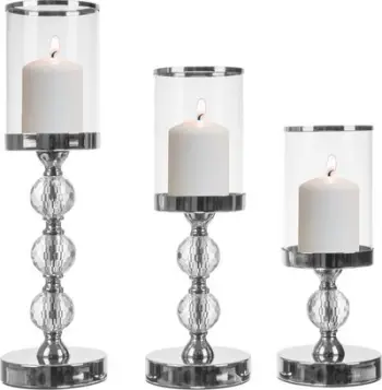 Set mbajtëse qirinjsh Ruhhy 22314, 3 copë, dekorative, ngjyrë argjendi