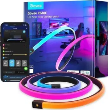 Dritë LED dekorative Govee Neon RGBIC Studio Light, segment i personalizueshëm, kontroll me aplikacion, e bardhë