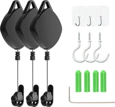Set mbajtësish kabllo VR Strado, 3 copa, për tavan, i zi - 1