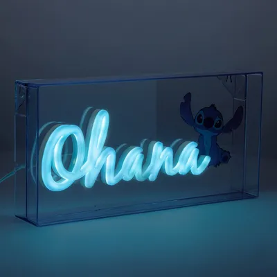 Dritë LED neon Disney Stitch Ohana, 15 x 30 cm, USB, blu - 1