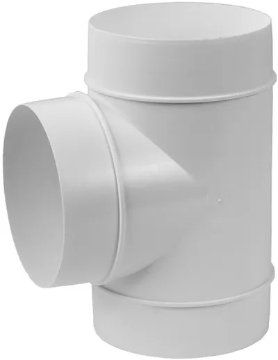 Pjesë lidhëse ventilimi Euro3plast T, 100mm, PVC, e bardhë - 1
