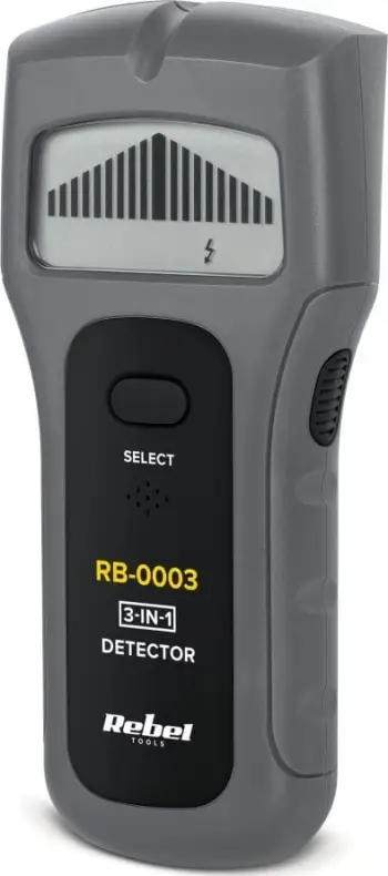 Detektor metalik dhe druri Rebel Tools RB-0003, zbulim kabllosh rryme, ekran me tregues ndjeshmërie, i zi
