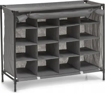 Raft tekstil për këpucë Zeller, 16 ndarje, metal dhe material jo i endur, gri