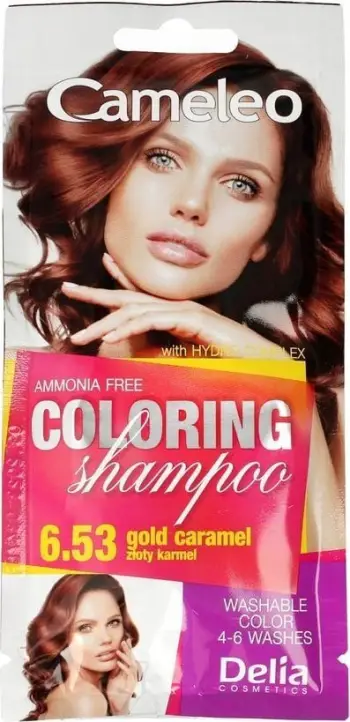 Shampo ngjyrosëse për flokë Delia Cosmetics Cameleo No. 6.53 Golden Caramel, pa amoniak, 1 copë