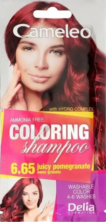 Shampo ngjyruese flokësh Delia Cosmetics Cameleo, No. 6.65 Pomegranate Fruit, pa amoniak
