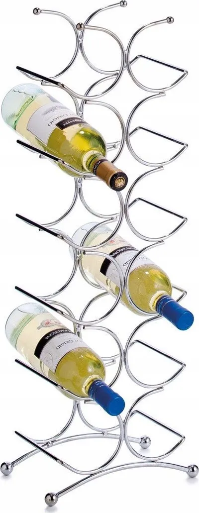 Raft vere Zeller Wine Rack 27357, metal krom, 12 shishe, argjendtë - 2