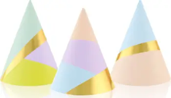 Kapela letre për party Paper Caps Pastel Party, set 6 copë, ngjyra pastel