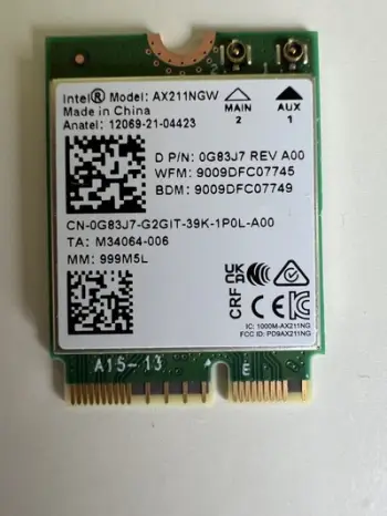 Kartë rrjeti Wi-Fi Dell M.2 2230 E, Wi-Fi 6E