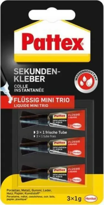 Superngjitës Pattex PSMT3 Mini Trio, i lëngshëm, pa tretës, 3x1g
