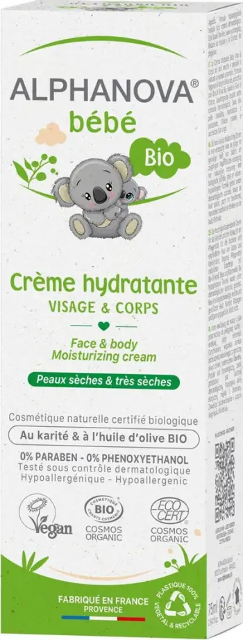 Krem fytyre dhe trupi për bebe Alphanova Bebe Moisturizing, 75 ml, lëkurë e ndjeshme