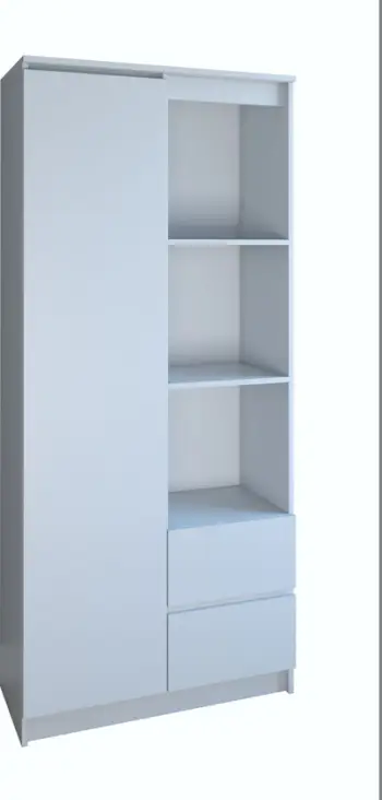 Raft zyre Topeshop Office RS-80 BILY, me dyer dhe sirtarë, i bardhë
