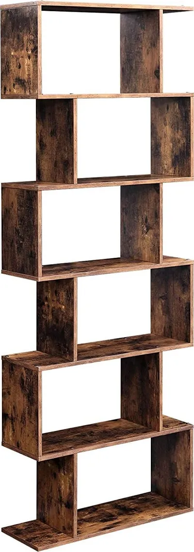 Rafte librash Leobert LBC61BX, 6 rafte, stil rustik, kafe rustic - 1