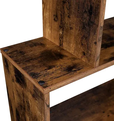 Rafte librash Leobert LBC61BX, 6 rafte, stil rustik, kafe rustic - 5