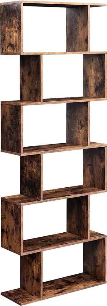 Rafte librash Leobert LBC61BX, 6 rafte, stil rustik, kafe rustic