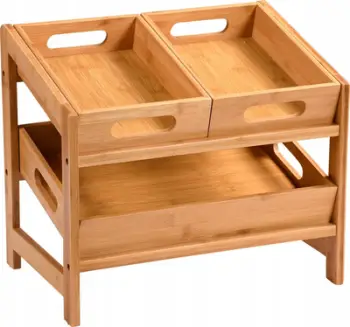 Rafte kuzhine Kesper Bamboo, 3 sirtarë tërheqës, bambu, kafe natyrale