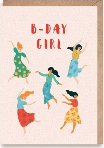 Kartë urimi Cardie Birthday Card B-Day Girl, format A6, me zarf ekologjik kafe