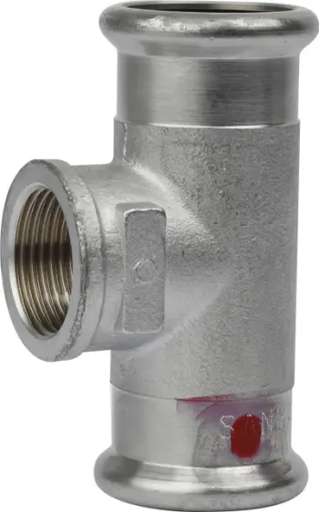 Pjesë T për tubacione Sanha SANHA-Therm, 42 mm x Rp 1/2 x 42 mm, çelik i galvanizuar