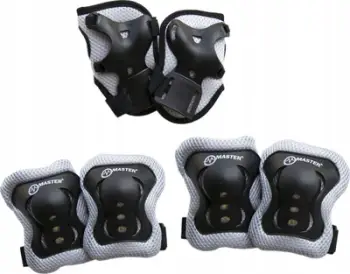 Set mbrojtës për patina Master Profi Protect S, për fëmijë, me rripa Velcro, i zi