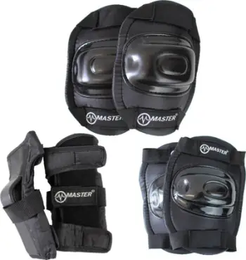 Set mbrojtës për patina Master Protectors, për fëmijë L, i zi