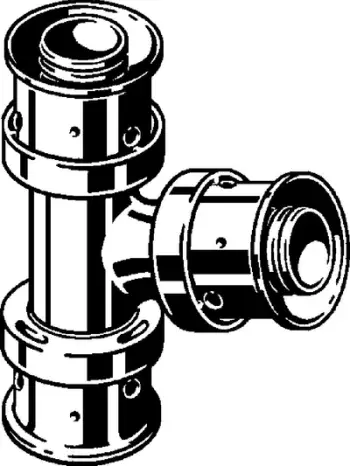 Pjesë T presimi Viega Smartpress PPSU 4718, 16mm, për tuba, gri