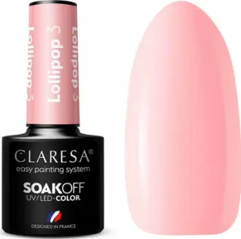 Llak xhel thonjsh Claresa Lollipop 3, 5g, UV LED, rozë