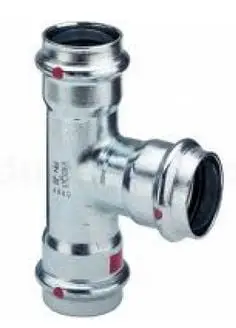 Pjesë T tubash Viega Prestabo 42 x 28 x 42 mm, çelik i galvanizuar, lidhje me shtypje