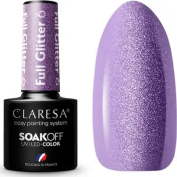Llak xheli hibrid Claresa Full Glitter 6, 5g, me shkëlqim intensiv