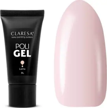 Xhel ndërtues për thonj Claresa Poli Gel Acrylgel Latte, 30g, rozë latte