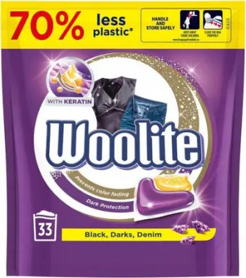 Detergjent kapsula Woolite WOOLITE, për të zeza dhe xhinse, 33 copë