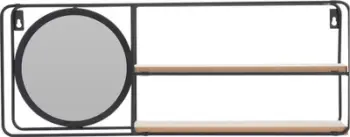Rafth muri me pasqyrë H&amp;S Decoration, 50x20x10 cm, metal dhe MDF, i zi