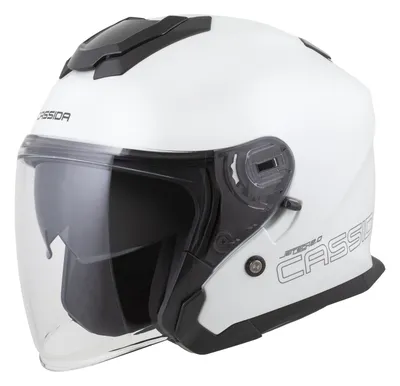 Helmetë moto Cassida Jet Tech 2.0 Solid, e hapur, me vizier të gjatë, e bardhë e zezë gri - 1
