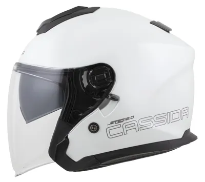 Helmetë moto Cassida Jet Tech 2.0 Solid, e hapur, me vizier të gjatë, e bardhë e zezë gri - 2