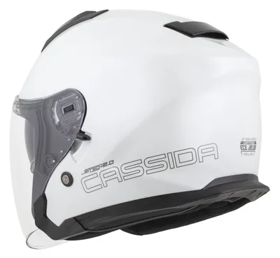 Helmetë moto Cassida Jet Tech 2.0 Solid, e hapur, me vizier të gjatë, e bardhë e zezë gri - 3