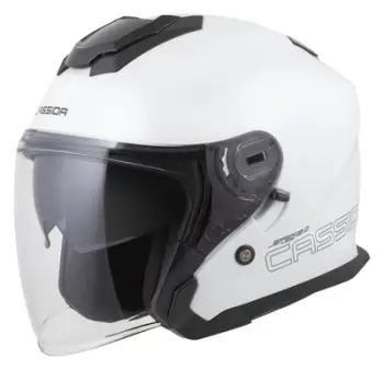 Helmetë moto Cassida Jet Tech 2.0 Solid, e hapur, me vizier të gjatë, e bardhë e zezë gri