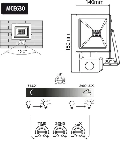 Dritë projektuese Maclean, LED, 30W, e bardhë - 8