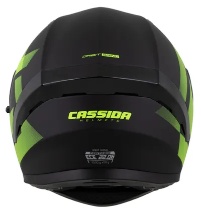 Helmetë moto Cassida Orbit Grind, integrale, me diellore, e zezë mat verdhë fluo - 4