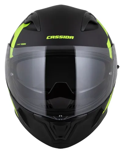 Helmetë moto Cassida Orbit Grind, integrale, me diellore, e zezë mat verdhë fluo - 6
