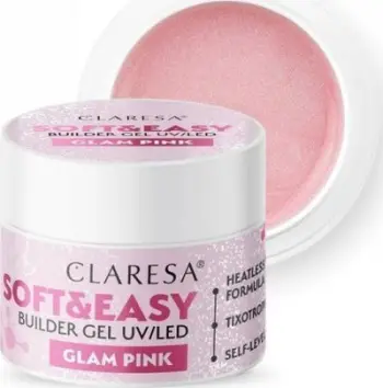 Xhel ndërtues për thonj Claresa Soft &amp; Easy Glam Pink, bazë, 45 g, rozë