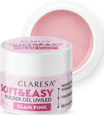 Xhel ndërtues për thonj Claresa Soft Easy Builder Gel Glam Pink, 12 g, rozë
