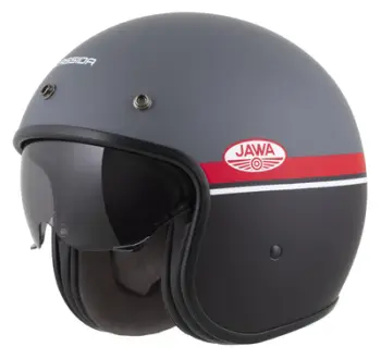 Helmetë moto CASSIDA Oxygen 2.0 Jawa OHC, e hapur, me diell të brendshëm, gri mat e kuqe e zezë e bardhë